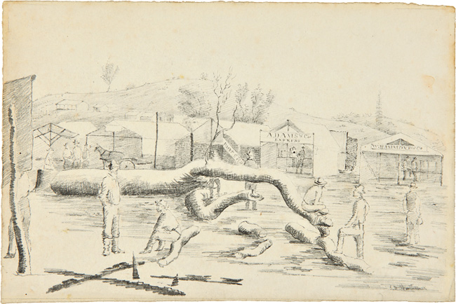 650x434 Original Signed Pencil Sketch, From Life, Of A Scene In A - California Sketch