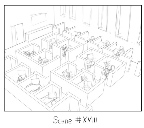 500x445 Design Comics Scenes In The Works For Storyboarding Amp Design - Call Center Sketch