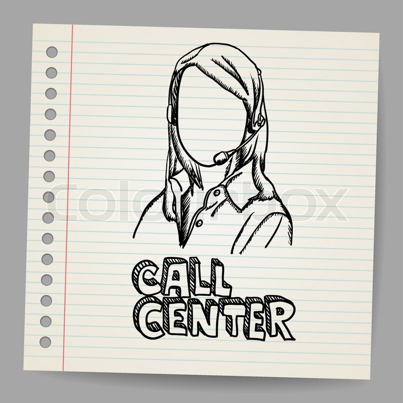 800x800 Doodle Girl Call Center Operator Stock Vector Colourbox - Call Center Sketch