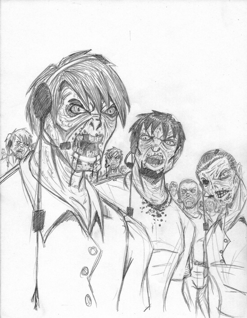 789x1013 Zombie Call Center By Redmonkey Da - Call Center Sketch
