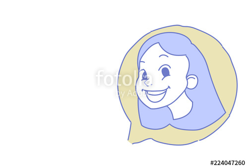 500x339 Female Head Chat Bubble Profile Icon Woman Avatar Support Service - Call Center Sketch