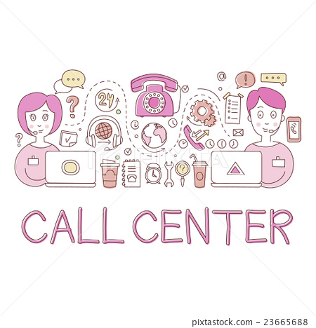 450x468 Call Center Work Elements Creative Sketch - Call Center Sketch