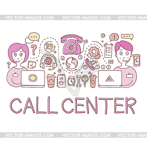 300x300 Call Center Work Elements Creative Sketch - Call Center Sketch