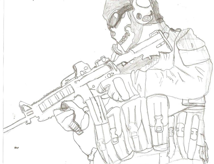 Call Of Duty Ghosts Sketch at PaintingValley.com | Explore collection ...