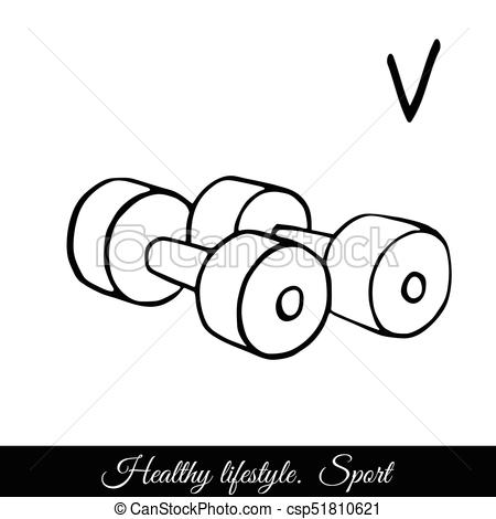 450x470 Dumbbells Sketch Vector Icon. A Call To Play Sports For Health - Call Sketch