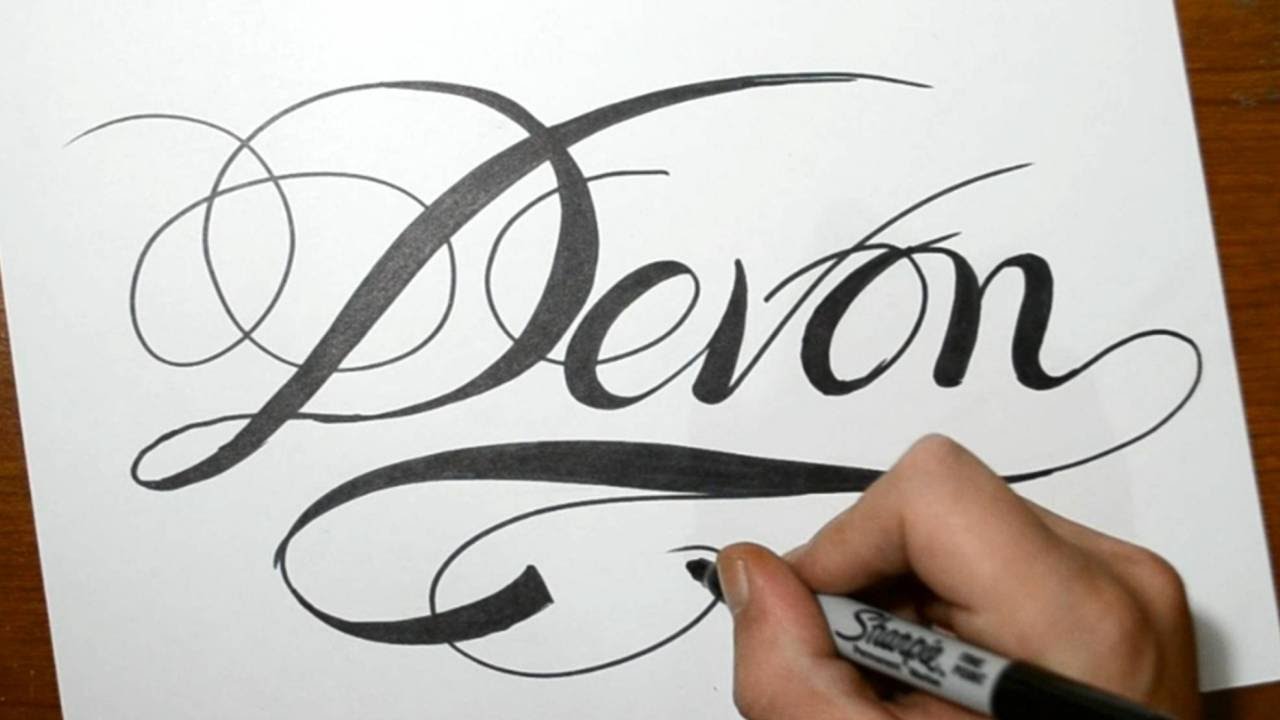 1280x720 Sketching The Name Devon In Cool Calligraphy Script Writing - Calligraphy Sketches