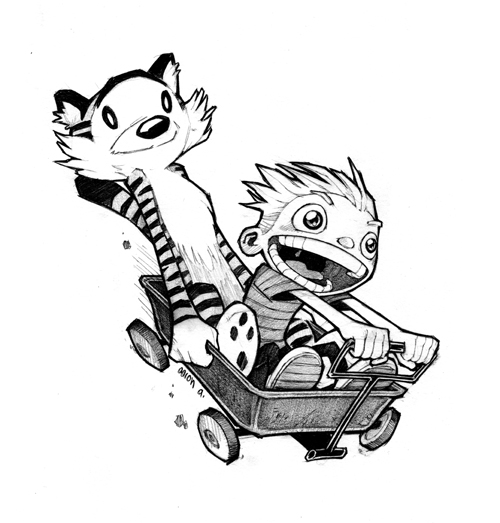 500x523 Heart Shaped Skull - Calvin And Hobbes Sketch