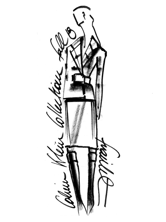 545x728 Sketch By Francisco Costa For Calvin Klein Collection Fallwinter - Calvin Sketch