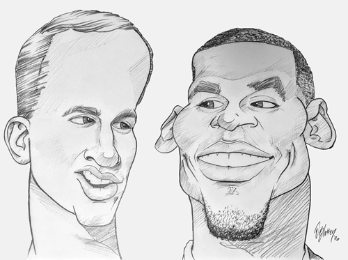 500x373 Sketch Of The Day Peyton Manning And Cam Newton Slatten Studios - Cam Newton Sketch
