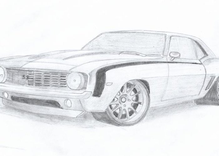 700x500 Camaro Ss Greeting Card For Sale By Leslie Schofield - Camaro Ss Sketch