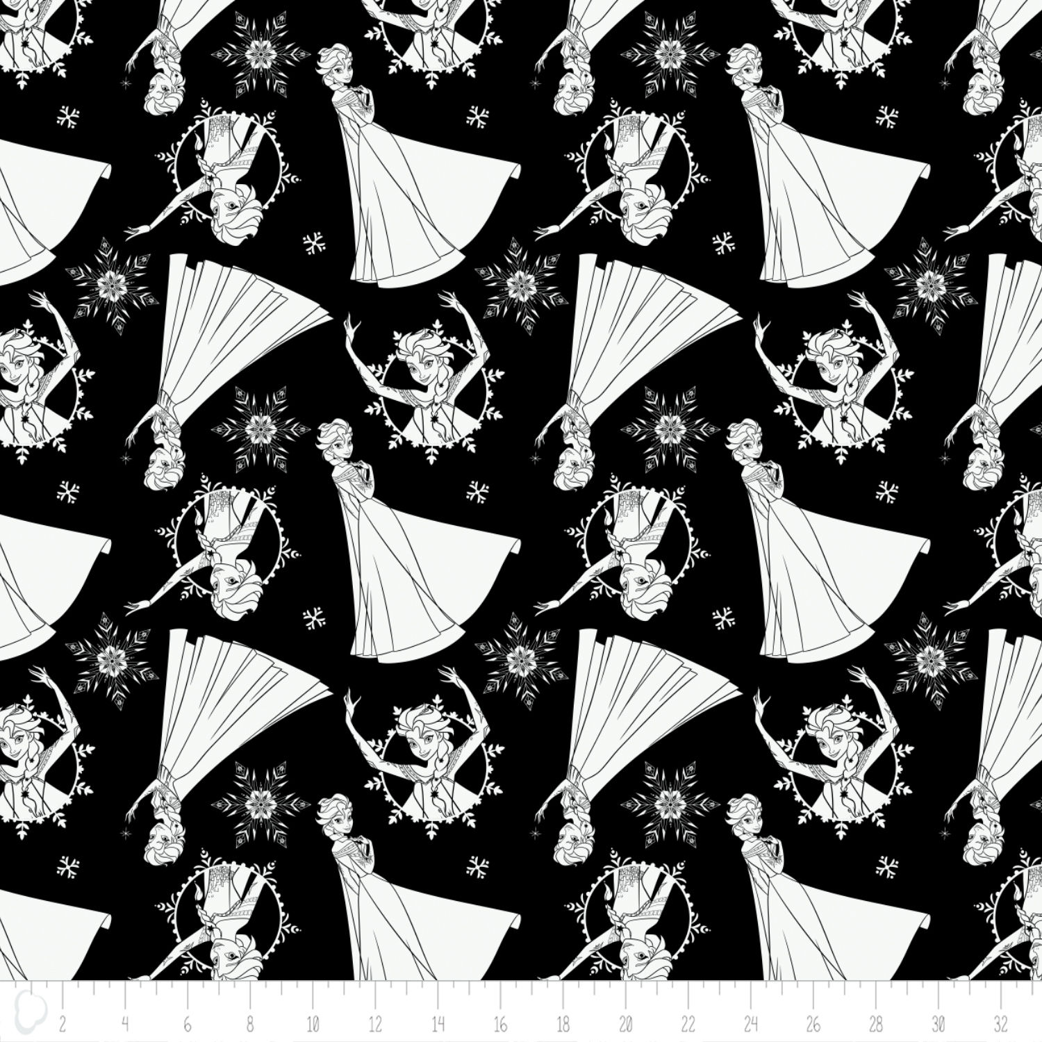 1500x1500 Disney Frozen Sisters Elsa Sketch Black Camelot 100% Cotton Fabric - Camelot Sketch