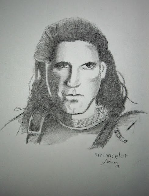 489x640 Portraits By Adron Charcoal Pencil Sketch Of Sir Lancelot Of - Camelot Sketch