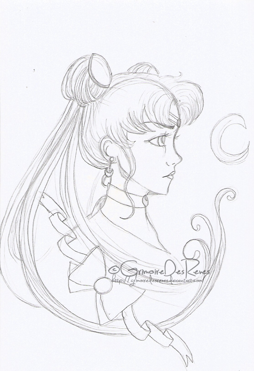 1024x1495 Sailor Moon Cameo Sketch By Grimoire Des Reves - Cameo Sketch