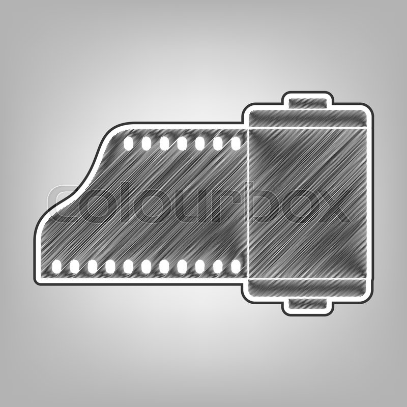 800x800 Old Photo Camera Casset Sign. Vector. Pencil Sketch Imitation - Camera Pencil Sketch