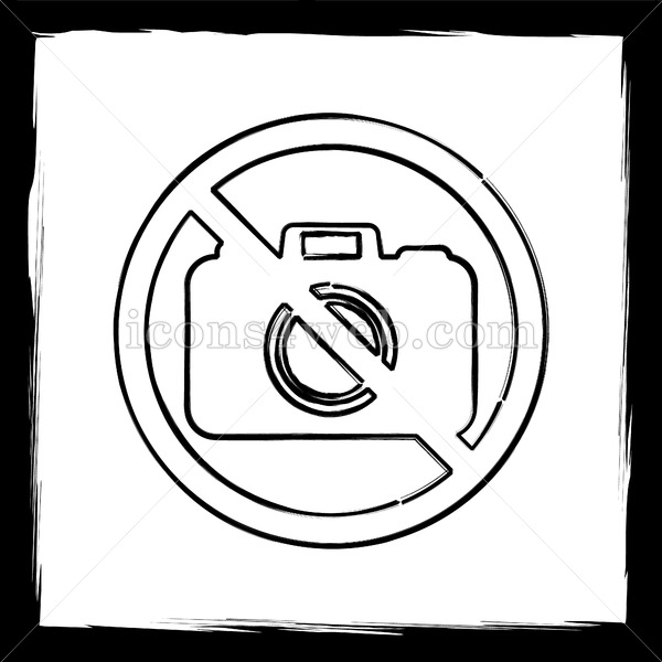 600x600 Forbidden Camera Sketch Icon. - Camera Sketch