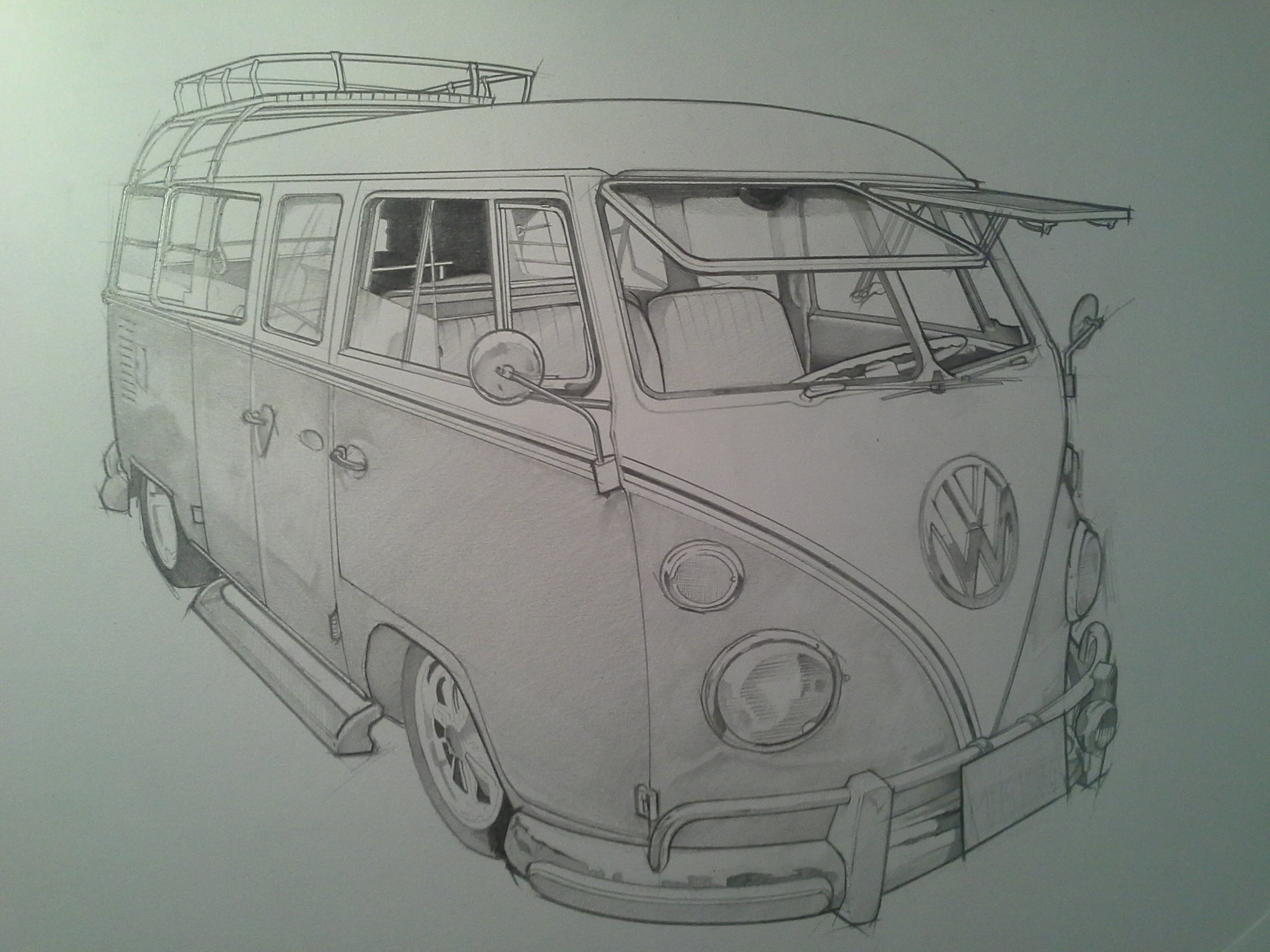 2560x1920 Timelapse Pencil Sketch Vw Camper Van - Camper Sketch