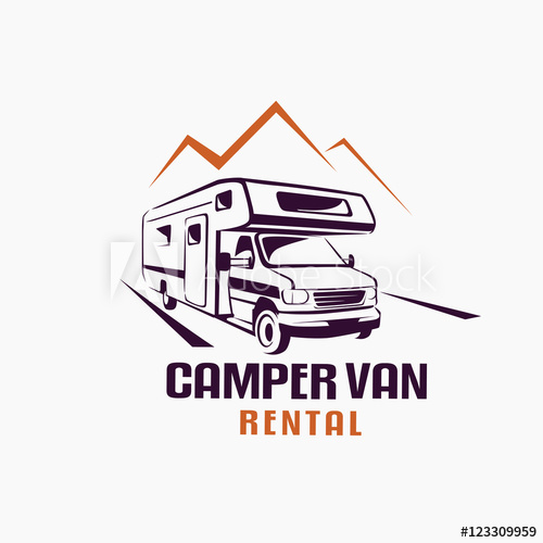 500x500 Camper Van Outlined Sketch, Emblem And Label Tmplate - Camper Sketch
