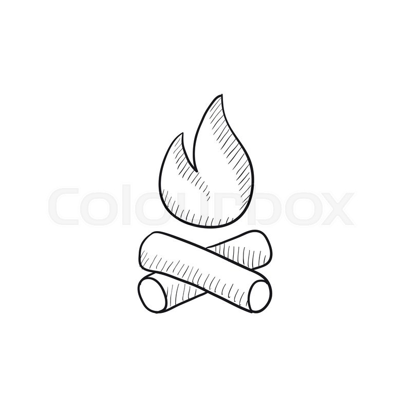 800x800 Campfire Vector Sketch Icon Isolated On Background. Hand Drawn - Campfire Sketch