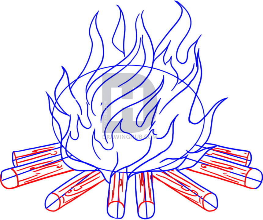 860x720 How To Draw A Campfire, Step By Step, Drawing Guide, By Darkonator - Campfire Sketch