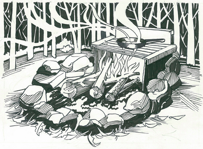 683x504 Campfire Sketch Porchlight Campfires - Campfire Sketch