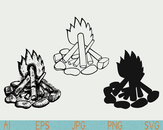 570x456 Bonfire Svgcampfirecampsitefirewoodcamp Etsy - Campfire Sketch