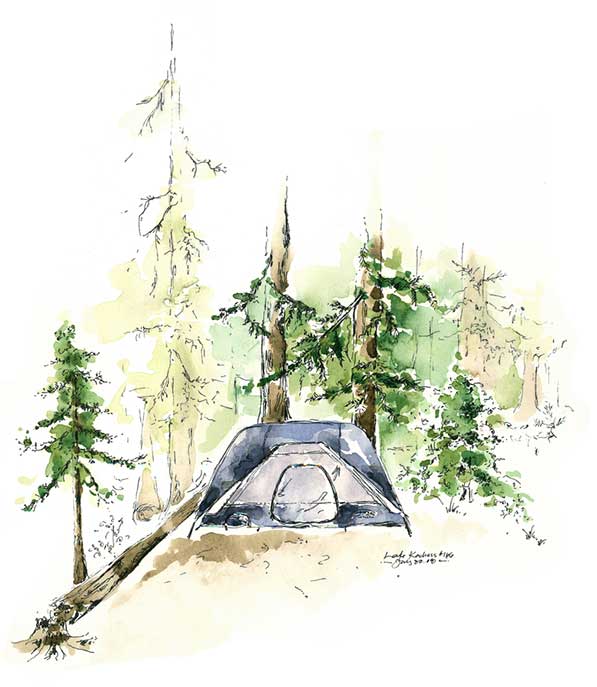 597x687 Lake Kachess Camping Spill Studio - Camping Sketch