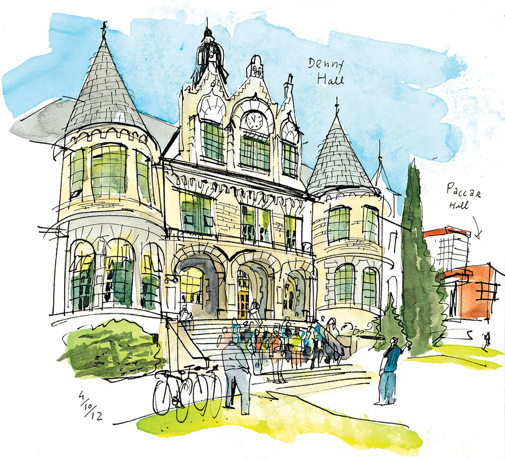 1024x933 Quiet Retreat On Uw Campus The Seattle Sketcher Seattle Times - Campus Sketch