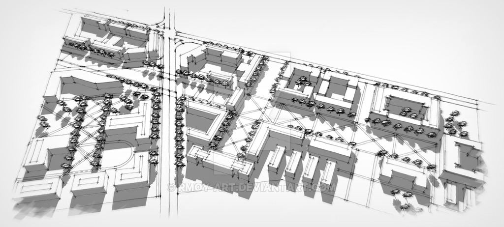 1024x462 University Campus Design Master Plan Sketch By Rmoy Art - Campus Sketch
