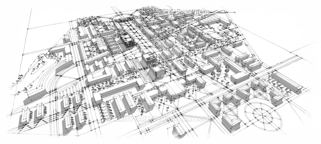 1024x462 University Campus Master Plan Sketch By Rmoy Art - Campus Sketch