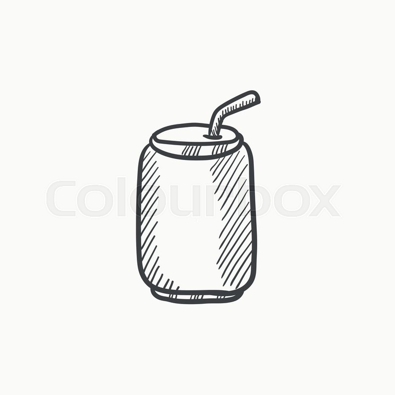 800x800 Soda Can With Drinking Straw Vector Sketch Icon Isolated On - Can Sketch