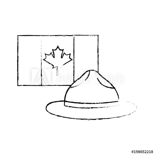 500x500 Canadian Flag And Hat Ranger Symbol National Sketch - Canada Flag Sketch