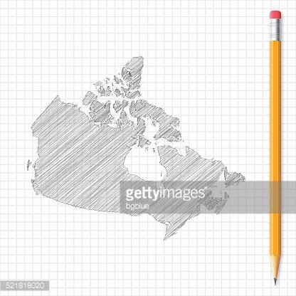 416x416 Canada Map Sketch With Pencil On Grid Paper Premium Clipart - Canada Map Sketch