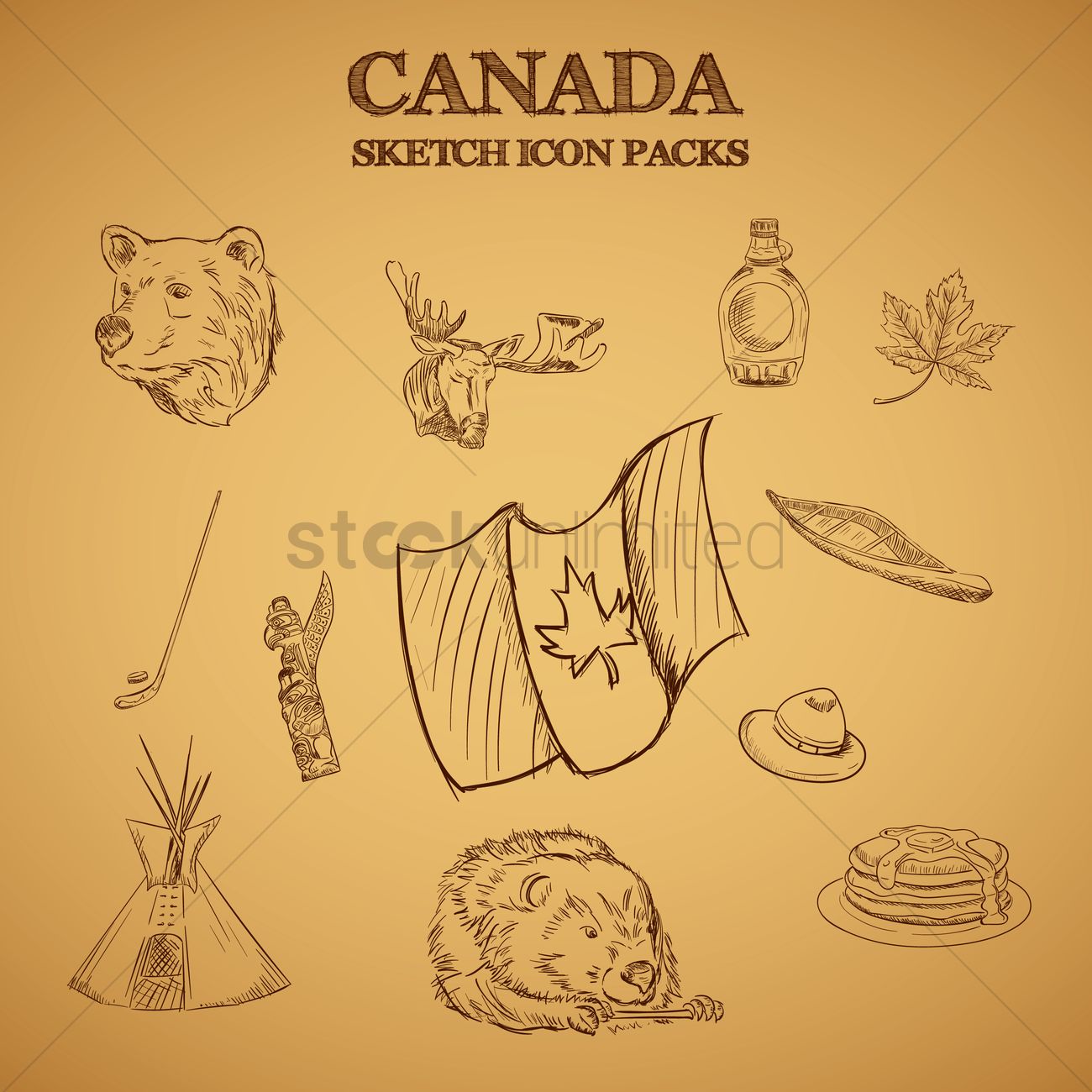 1300x1300 Collection Of Canada Sketch Icon Packs Vector Image - Canada Sketch
