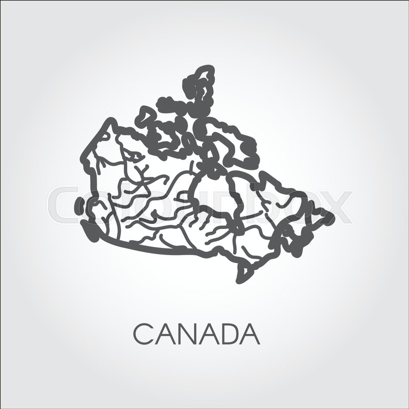 800x800 Vector Sketch Map Of Canada In Line Style. Graphic Icon Of Country - Canada Sketch