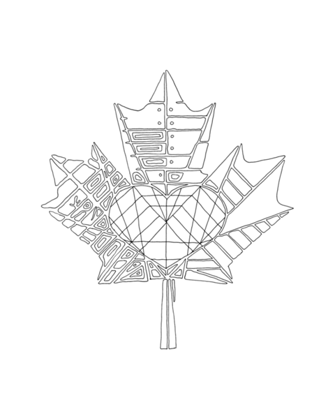 480x600 Inner Maple Leaves - Canadian Maple Leaf Sketch