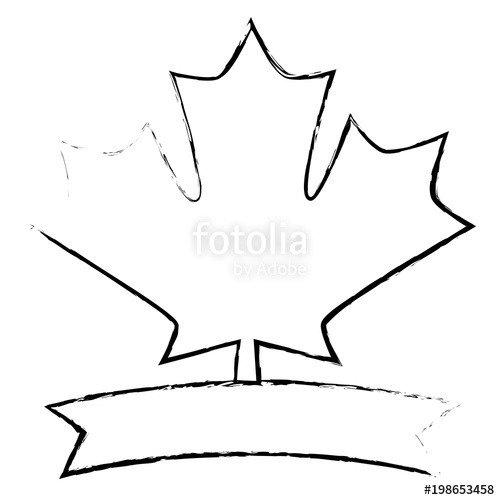 500x500 Maple Leaf Canadian Emblem Banner Vector Illustration Sketch - Canadian Maple Leaf Sketch
