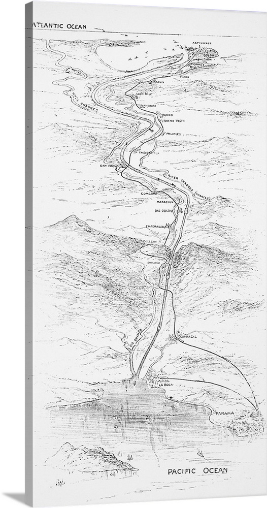 526x1000 Panama Canal, Sketch Plan Wall Art, Canvas Prints, Framed Prints - Canal Sketch