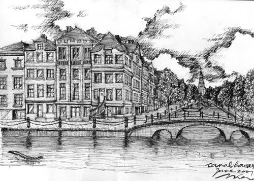 500x357 Amsterdam Canal, 2001 The Canal. Mer, June - Canal Sketch