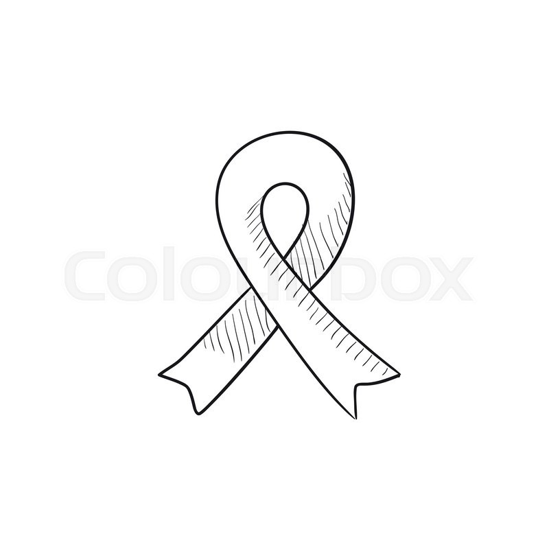 800x800 Ribbon Vector Sketch Icon Isolated On Background. Hand Drawn - Cancer Ribbon Sketch