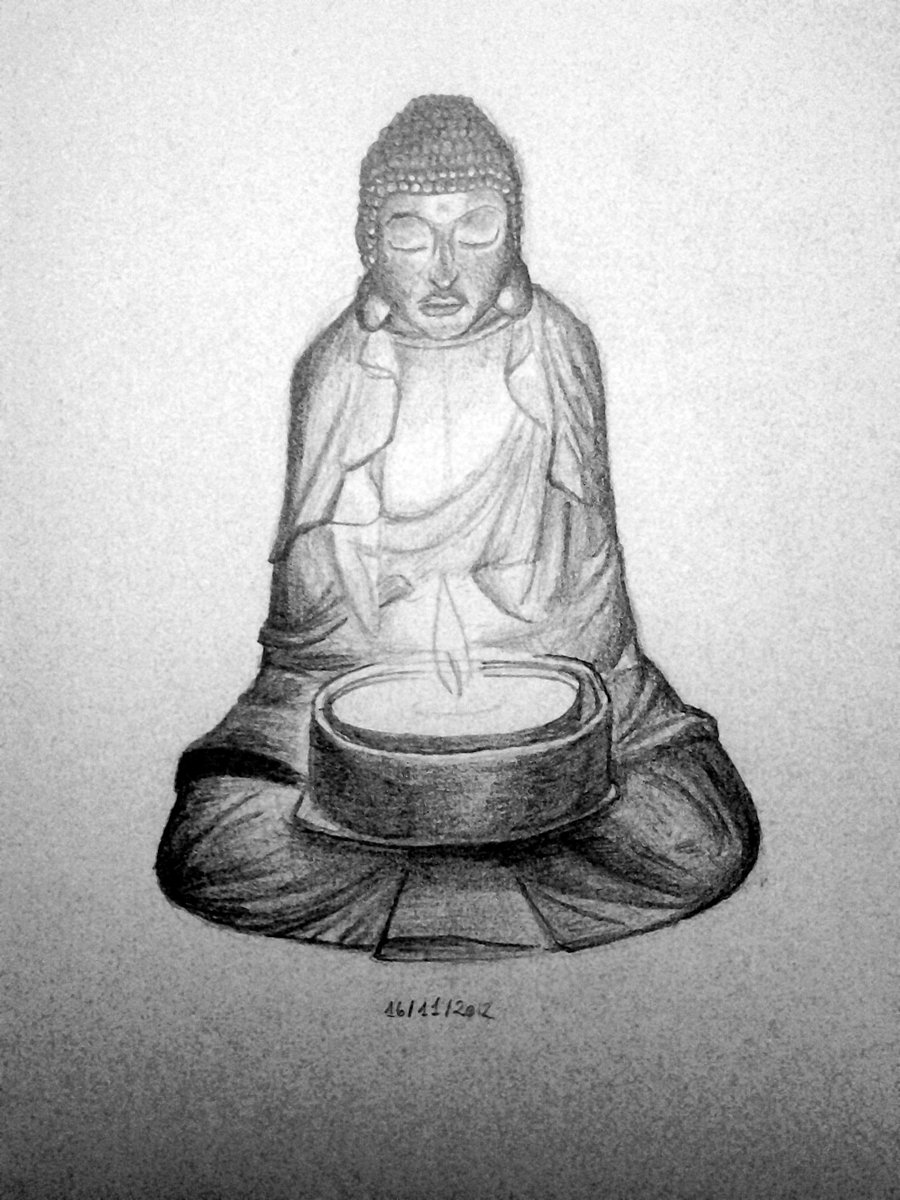 900x1200 Buddha Candle (Pencil Drawing) By Sharayanan - Candle Pencil Sketch