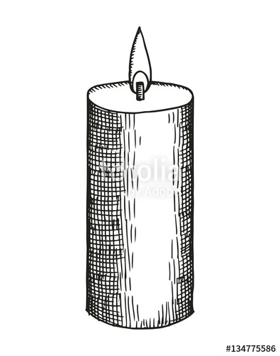 393x500 Candle Thick Sketch On A White Background. Vector Stock Image And - Candle Sketch