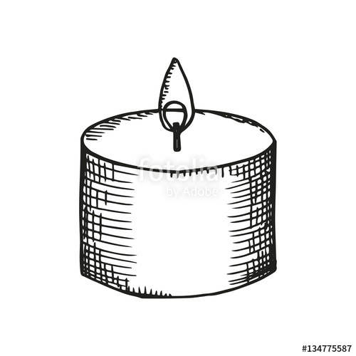500x500 Candle Thick Sketch On A White Background. Vector Illustration - Candle Sketch