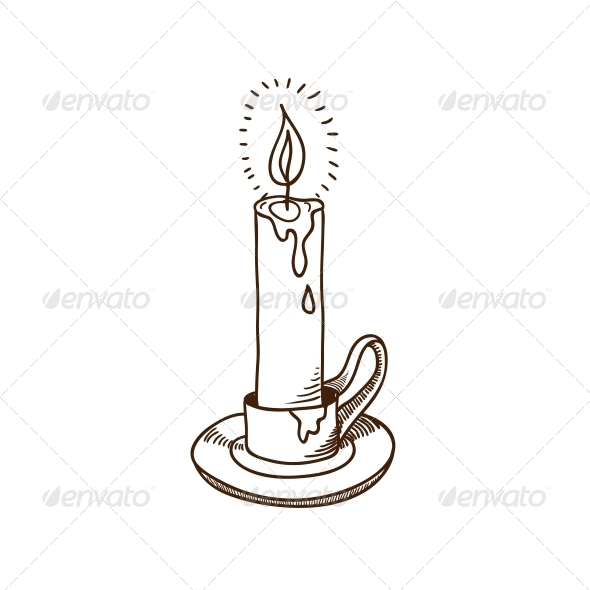 590x590 Burning Candle Sketch By Chuhastock Graphicriver - Candle Sketch