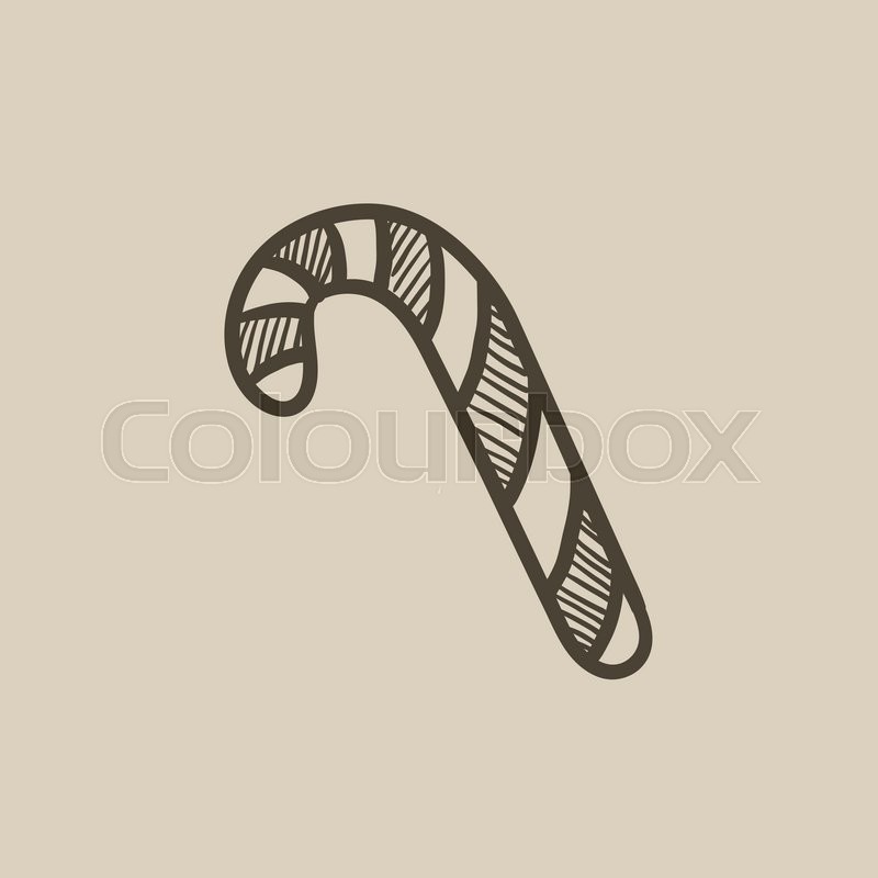 800x800 Candy Cane Vector Sketch Icon Isolated On Background. Hand Drawn - Candy Cane Sketch
