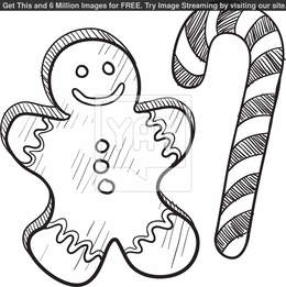 260x261 Download Gingerbread Man Sketch Clipart Candy Cane The Gingerbread - Candy Cane Sketch