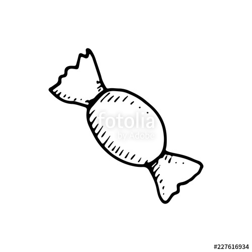 500x500 Candy Cane Icon. Sketch Isolated Object Stock Image And Royalty - Candy Cane Sketch