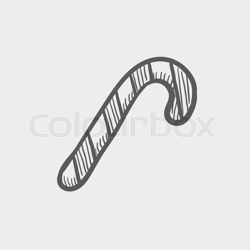 800x800 Candy Cane Sketch Icon For Web And Mobile. Hand Drawn Vector Dark - Candy Sketch