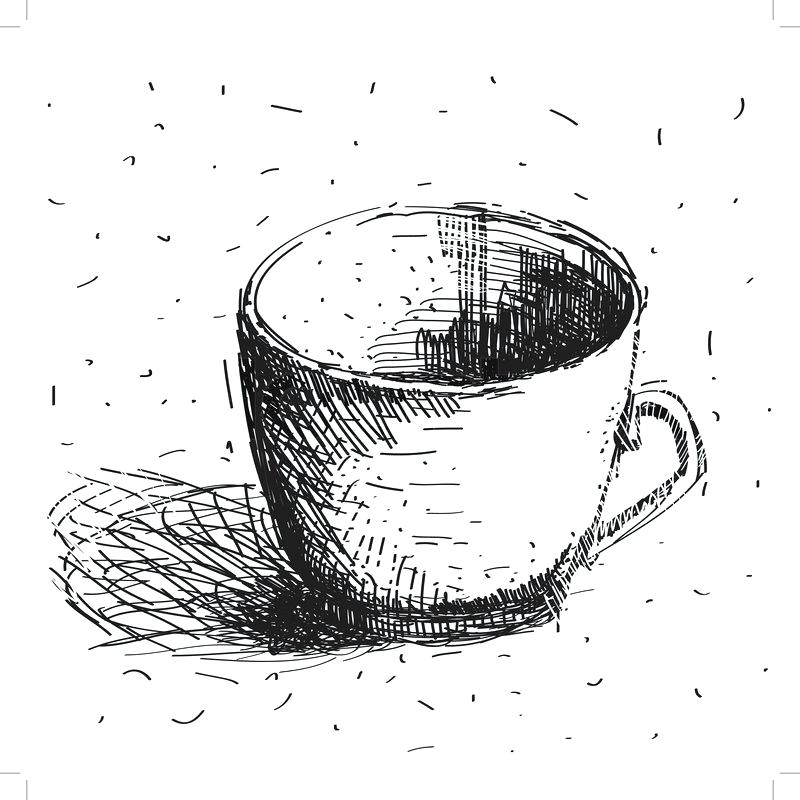 800x800 Coffee Cup Sketch Scribble Coffee Cup Isolated On White Background - Candy Sketch