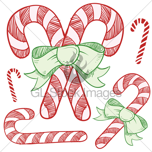 500x500 Candy Cane Sketch Gl Stock Images - Candy Sketch