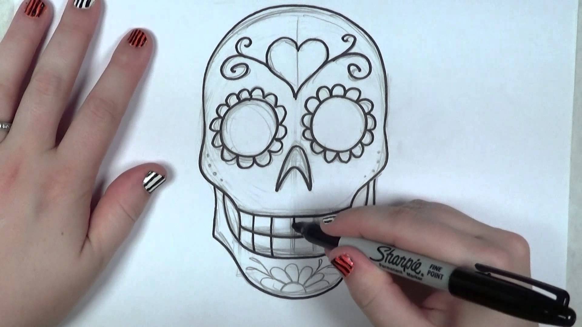 1920x1080 Learn How To Draw And Color A Sugar Skull - Candy Skull Sketch